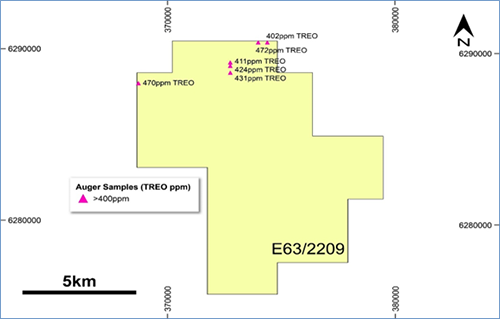 Diagram 4: Higher-grade rare earth surface assays within E63/2209