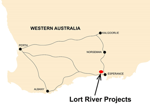Diagram 1: Location of Lort River Project (TMX 100%) where surface REE clay type anomaly has been identified